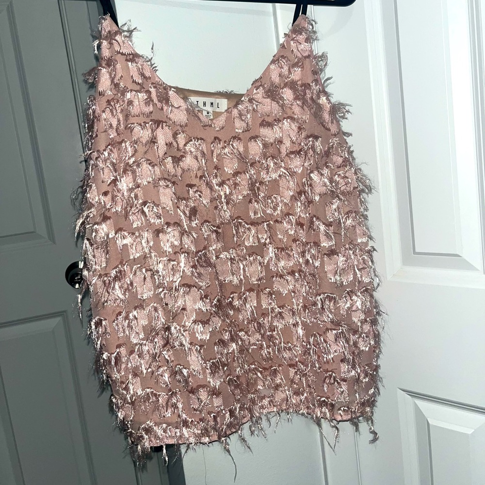 THML‎ Pink Feathered Top Size Medium